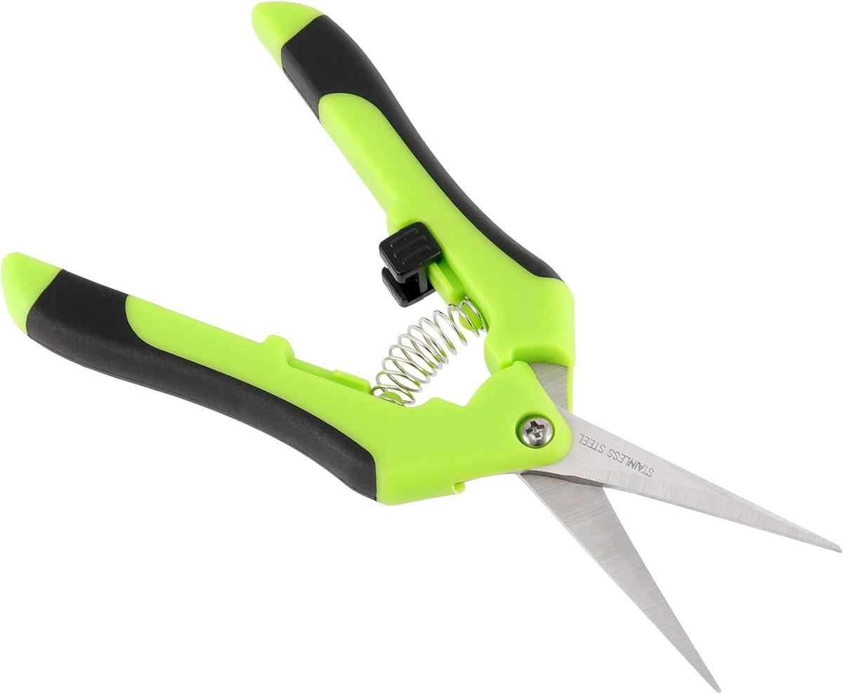 12 Pack 6.5 Inches Green Micro Tip Pruning Snips, Bud Trimming Scissors with Straight Tip Stainless Steel Blades, Gardening Hand Pruning Shears for Trimming Herb Plants Flowers Bonsai