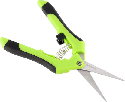 12 Pack 6.5 Inches Green Micro Tip Pruning Snips, Bud Trimming Scissors with Straight Tip Stainless Steel Blades, Gardening Hand Pruning Shears for Trimming Herb Plants Flowers Bonsai