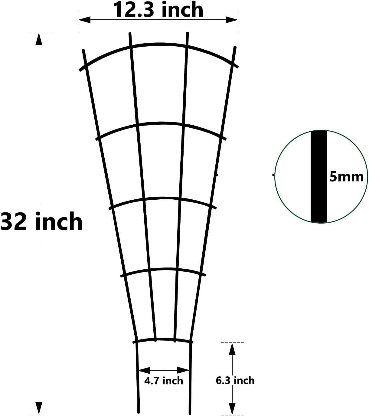 Thealyn 32" Metal Plant Trellis, Climbing Plant Support, 4 Pack Black