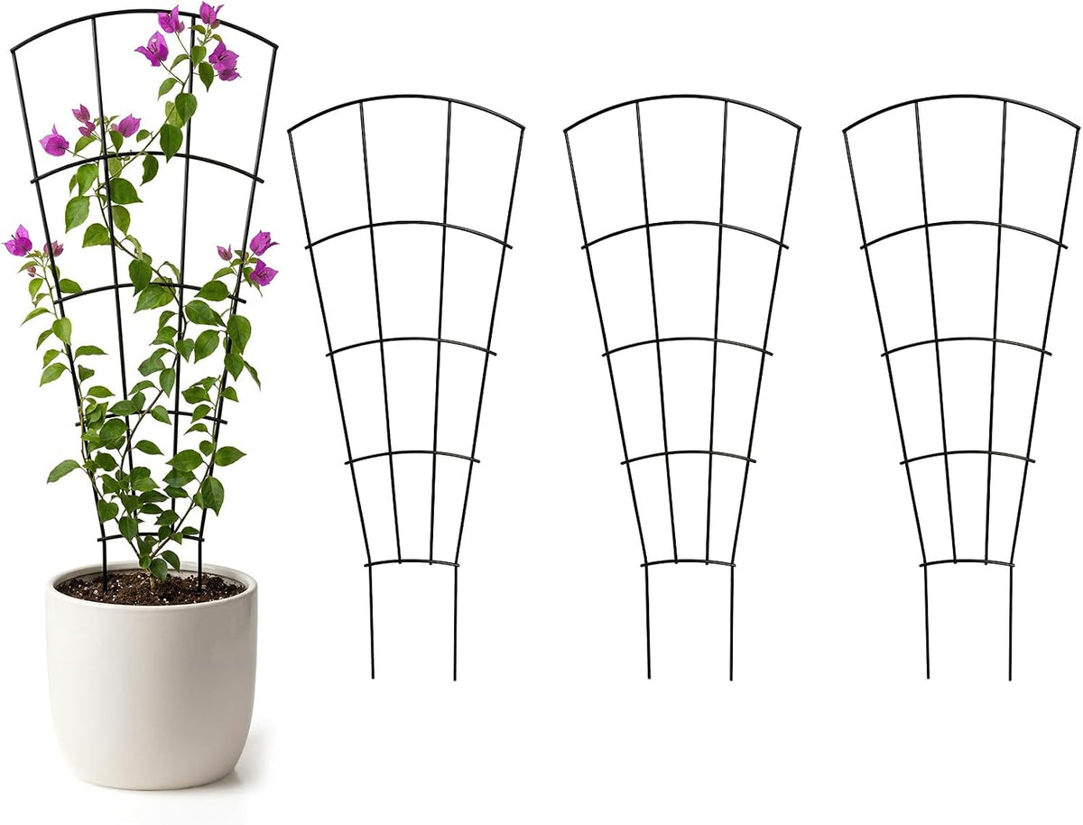 Thealyn 32" Metal Plant Trellis, Climbing Plant Support, 4 Pack Black
