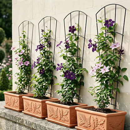 Thealyn 32" Metal Plant Trellis, Climbing Plant Support, 4 Pack Black