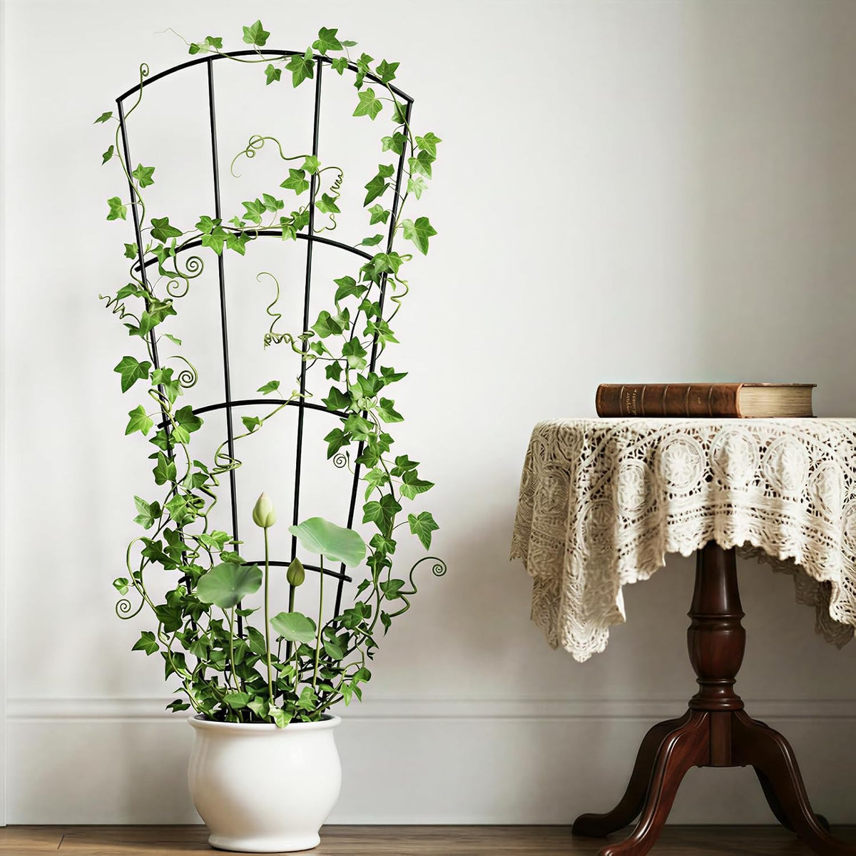 Thealyn 32" Metal Plant Trellis, Climbing Plant Support, 4 Pack Black