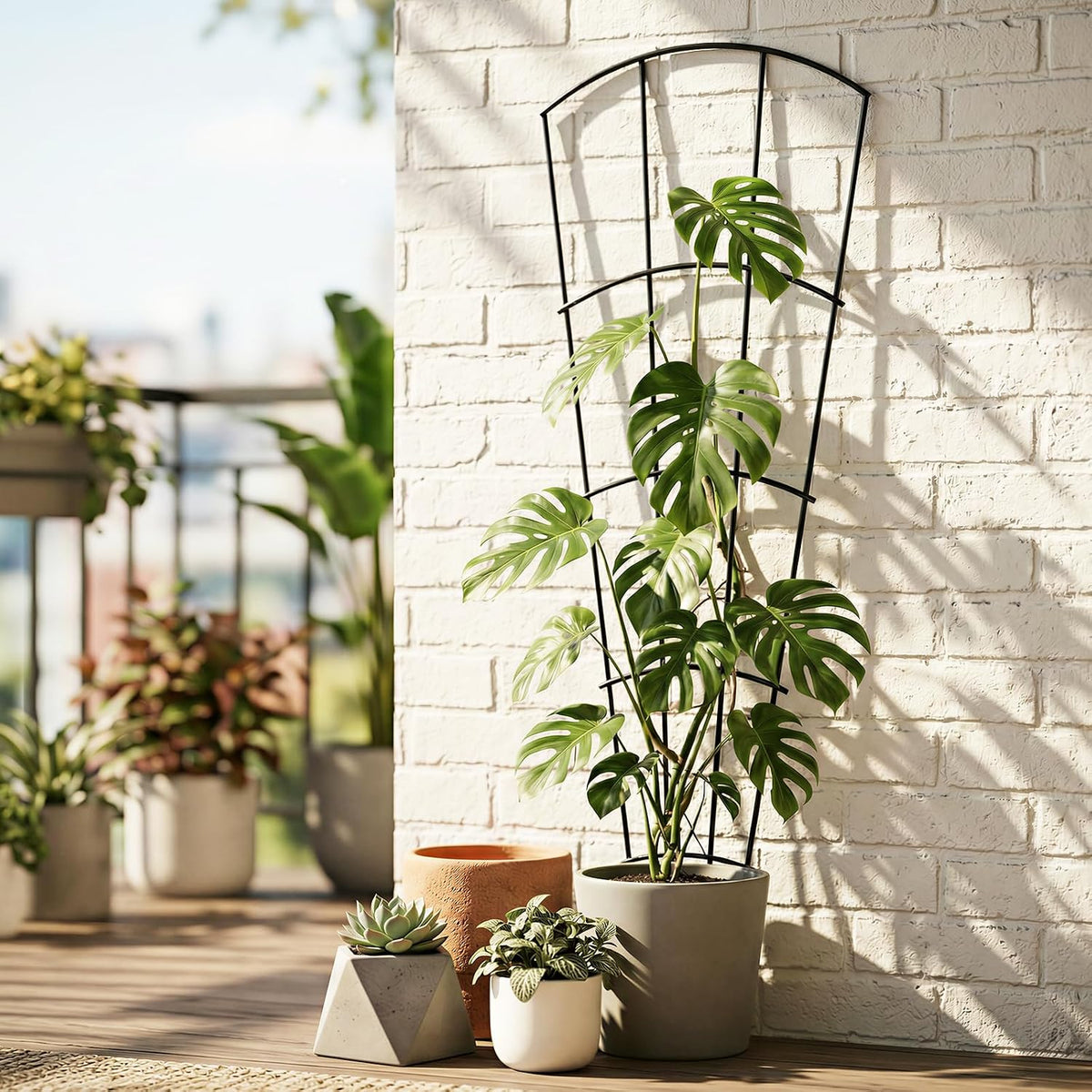 Thealyn 32" Metal Plant Trellis, Climbing Plant Support, 4 Pack Black