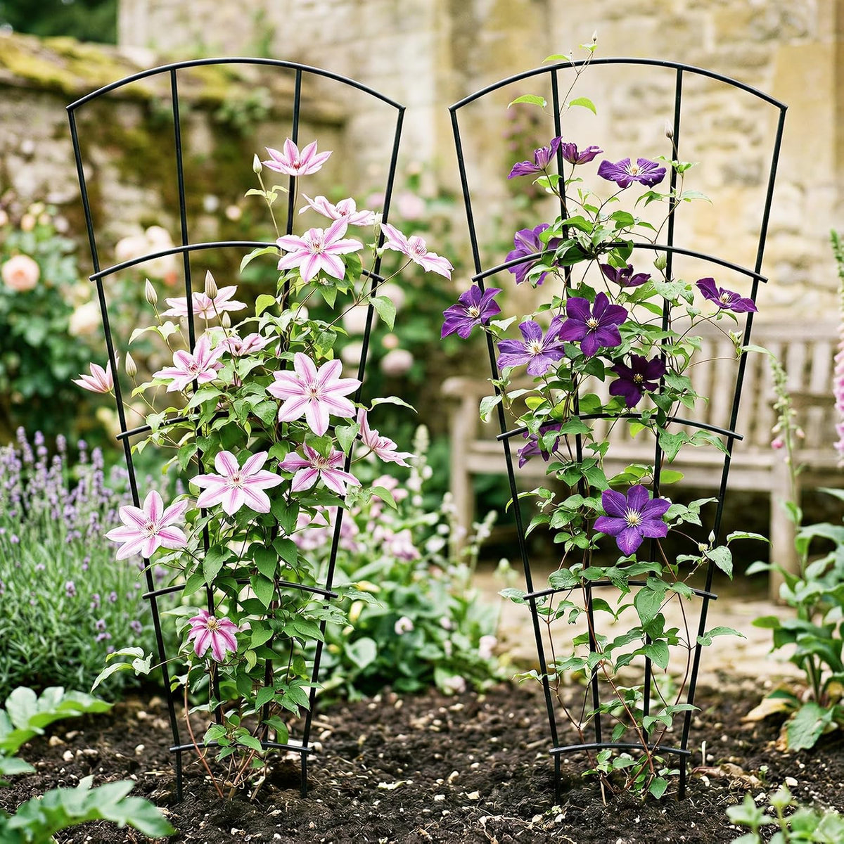 Thealyn 32" Metal Plant Trellis, Climbing Plant Support, 4 Pack Black