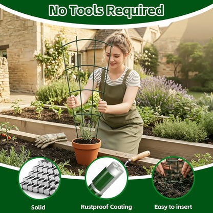 Thealyn 32" Metal Plant Trellis, Climbing Plant Support, 4 Pack Black