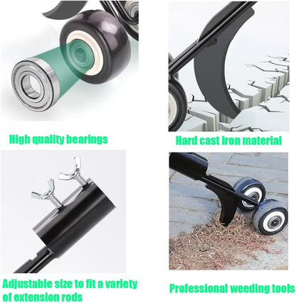 Weed Puller Tool with Wheels, Adjustable Weeding Tools Stand Up Weed Puller for Garden Patio Backyard Lawn Sidewalk Driveways Standing Weeds