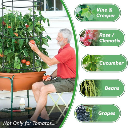 Large Trellis, Garden Obelisk Trellis for Climbing Plants Outdoor, 69" Metal Trellises for Tomato Cucumber Grape Clematis Rose Vine Support, Heavy Duty Fit 25-Gallon Container Raised Bed, Freestanding