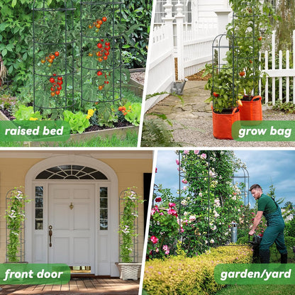 Large Trellis, Garden Obelisk Trellis for Climbing Plants Outdoor, 69" Metal Trellises for Tomato Cucumber Grape Clematis Rose Vine Support, Heavy Duty Fit 25-Gallon Container Raised Bed, Freestanding