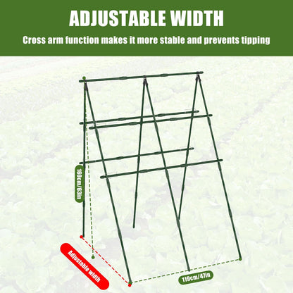 63"H x 47"L Cucumber Trellis for Raised Bed, Adjustable Garden Trellis for Climbing Plants Outdoor with Climbing Net and Plant Support Clip, A-Frame Trellis for Vegetable, Cucumbers, Tomatoes