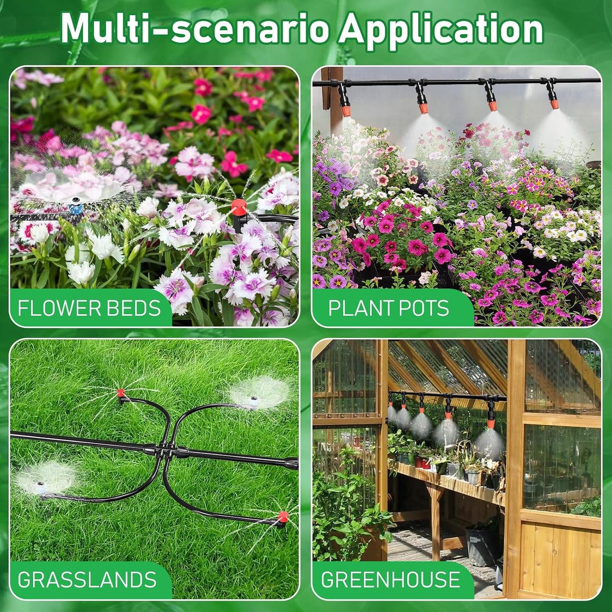 246FT Drip Irrigation System, Automatic Drip Irrigation Kit with 1/2" Main Tube & 1/4" Branch Tubing, Adjustable Drip Emitters, Garden Watering System for Flower Bed, Raised Beds, Lawn, Greenhouses