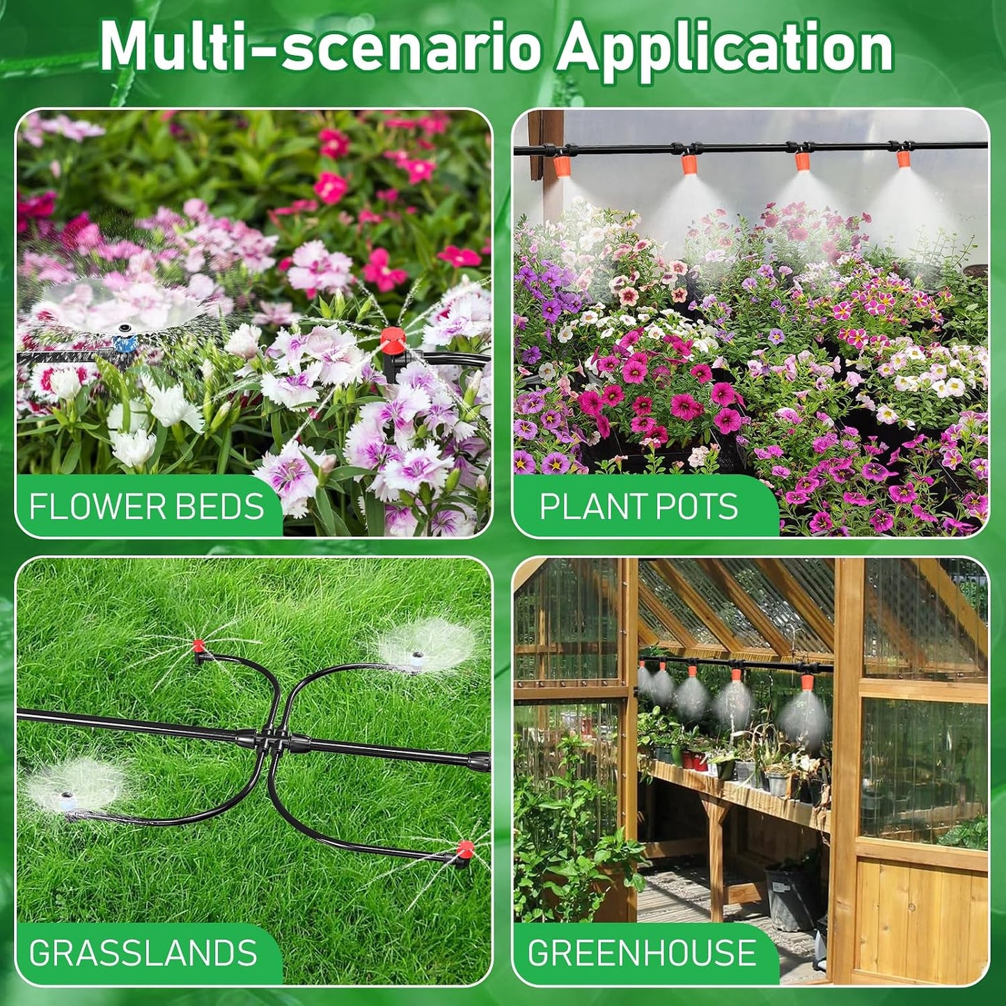 246FT Drip Irrigation System, Automatic Drip Irrigation Kit with 1/2" Main Tube & 1/4" Branch Tubing, Adjustable Drip Emitters, Garden Watering System for Flower Bed, Raised Beds, Lawn, Greenhouses