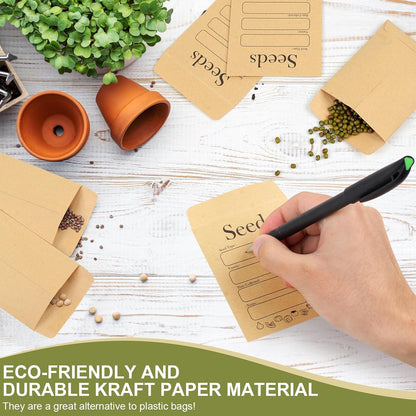 156 PCS Seed Envelopes 3.15”x 4.72”, Seed Packets Envelopes Kraft Seeds Saving Envelope, Self Sealing Seeds Storage Mini Envelope for Flower Vegetable