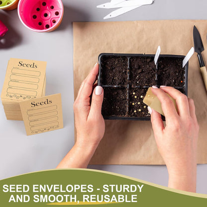 156 PCS Seed Envelopes 3.15”x 4.72”, Seed Packets Envelopes Kraft Seeds Saving Envelope, Self Sealing Seeds Storage Mini Envelope for Flower Vegetable