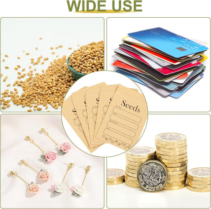 156 PCS Seed Envelopes 3.15”x 4.72”, Seed Packets Envelopes Kraft Seeds Saving Envelope, Self Sealing Seeds Storage Mini Envelope for Flower Vegetable