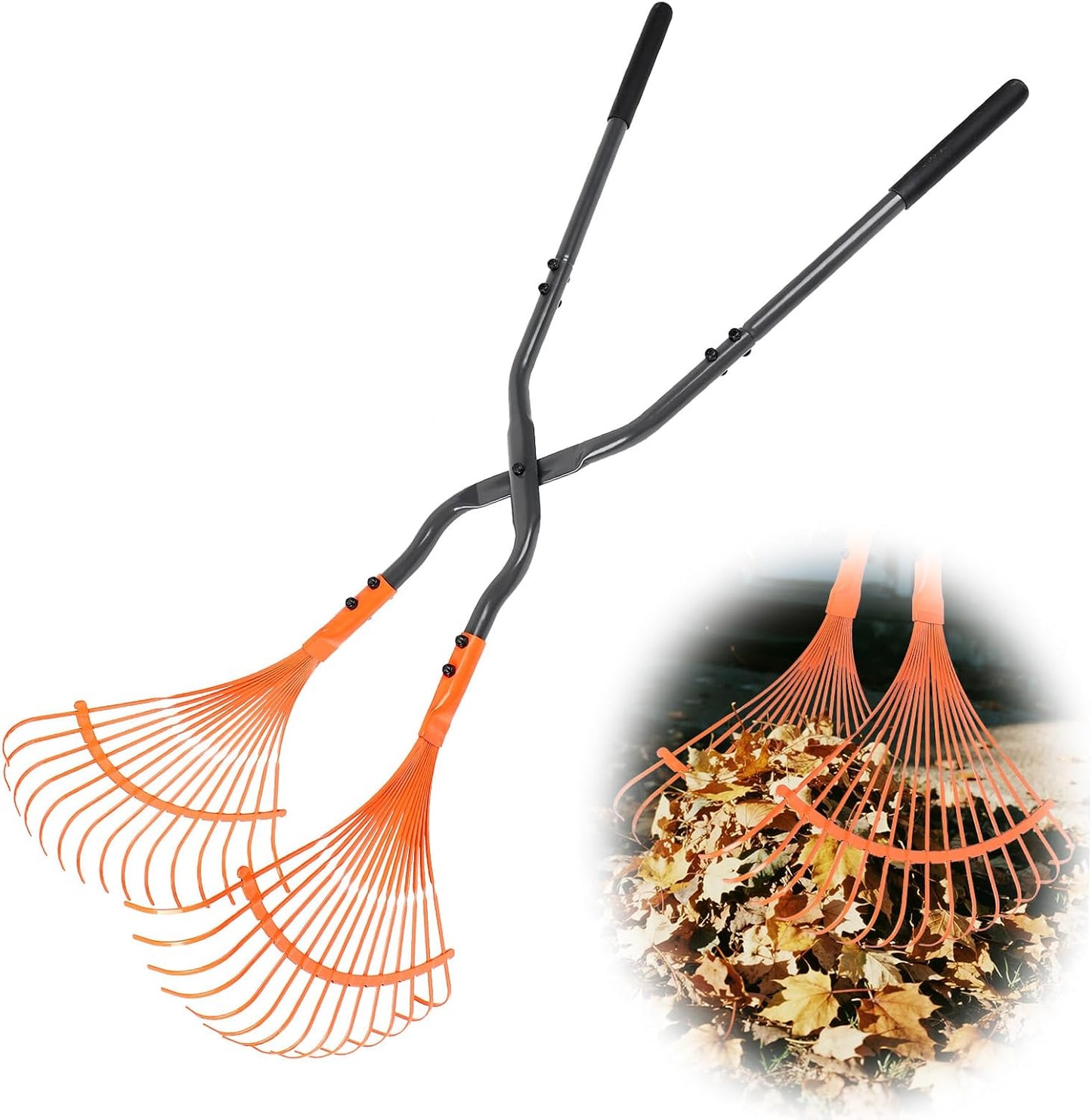 Leaf Grabber Rake with Long Handle,Metal Leaves Rakes,Lightweight Leaf and Grass Picker Upper,Leaf Collector for Lawn & Yard Shrub Cleanup.