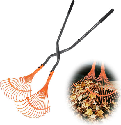 Leaf Grabber Rake with Long Handle,Metal Leaves Rakes,Lightweight Leaf and Grass Picker Upper,Leaf Collector for Lawn & Yard Shrub Cleanup.