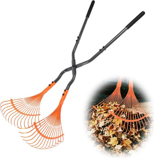 Leaf Grabber Rake with Long Handle,Metal Leaves Rakes,Lightweight Leaf and Grass Picker Upper,Leaf Collector for Lawn & Yard Shrub Cleanup.