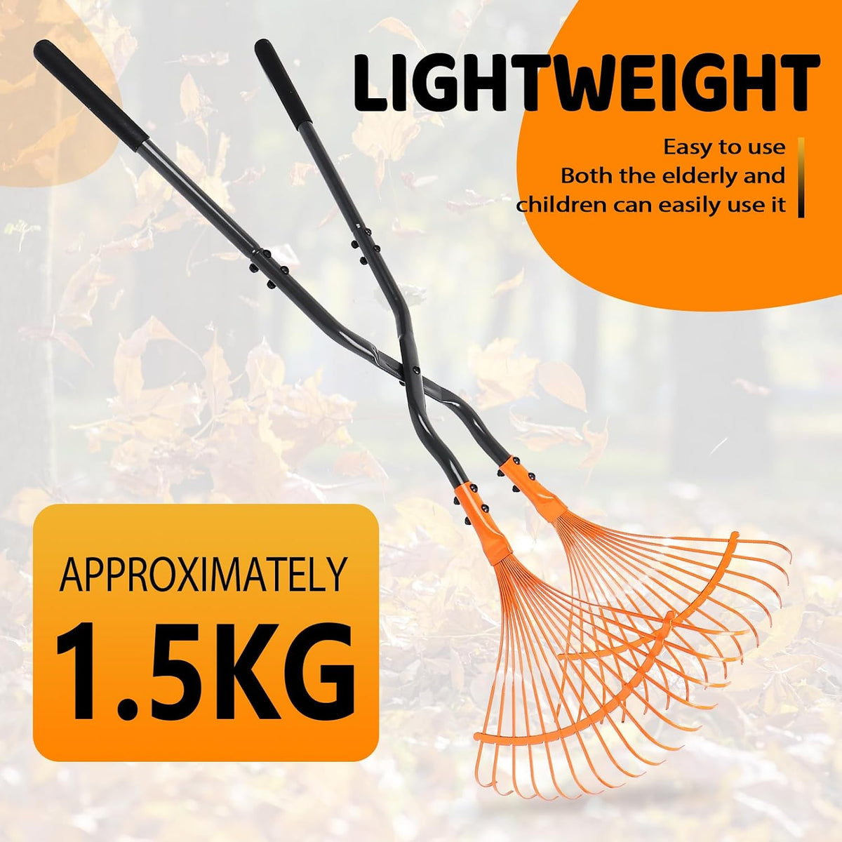 Leaf Grabber Rake with Long Handle,Metal Leaves Rakes,Lightweight Leaf and Grass Picker Upper,Leaf Collector for Lawn & Yard Shrub Cleanup.