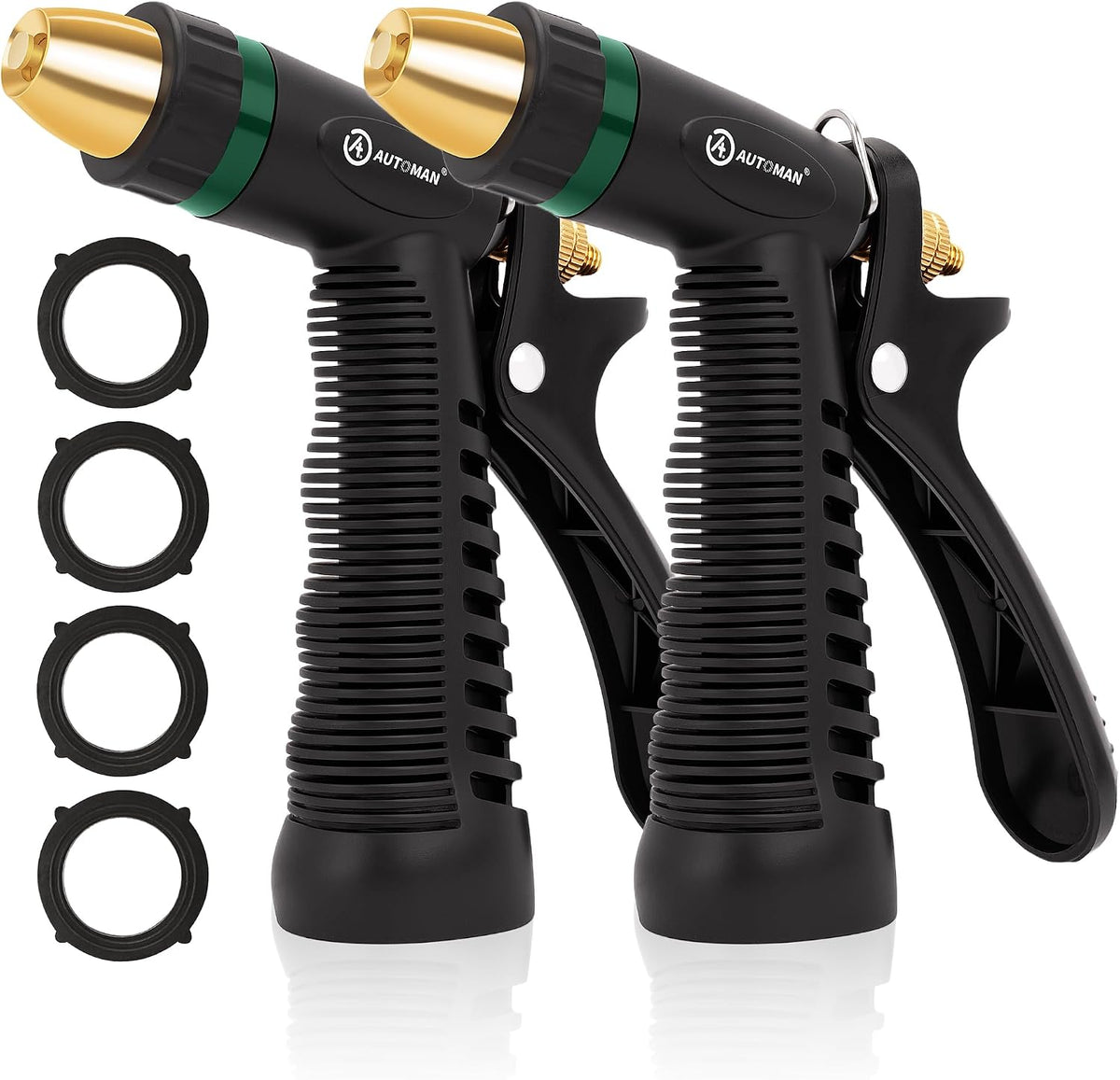 Garden Hose Nozzle - 100% Metal High Pressure Spray Nozzle, Adjustable Spray Patterns, Labor-Saving, Heavy Duty for Garden Watering, Car Washing, Window Cleaning, Pets Showering