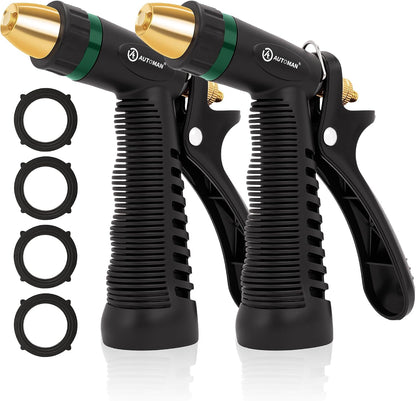Garden Hose Nozzle - 100% Metal High Pressure Spray Nozzle, Adjustable Spray Patterns, Labor-Saving, Heavy Duty for Garden Watering, Car Washing, Window Cleaning, Pets Showering