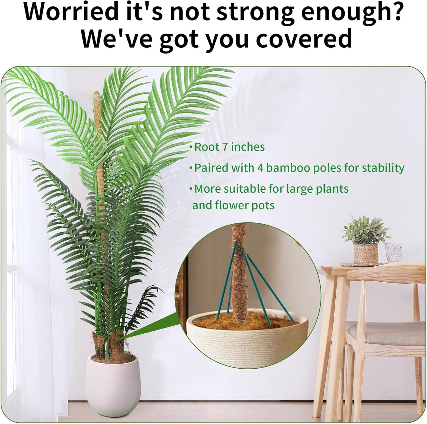 2 Pack Moss Pole for Monstera, Bendable 29" Coco Coir Plant Support with Rustproof Aluminum Core, Plant Support Stakes for Climbing Indoor Plants, Pothos, Philodendron
