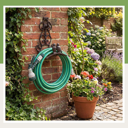 Garden Hose Holder Cast Iron Heavy Duty Wall Mounted Water Hose Holder Reel Decorative Three Pipe Rack Reel Outdoor Storage Hook for 20FT-50FT Pipe for Garden, Yard, Patio(6.9 x 4.9 x 9.5 Inches)