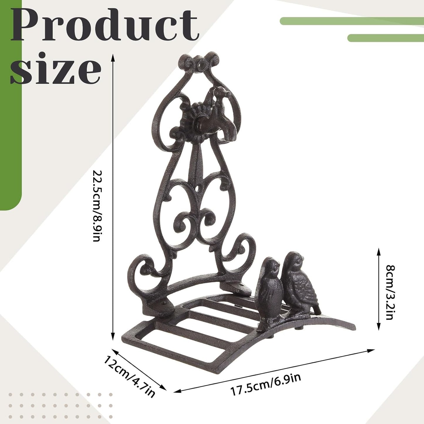 Garden Hose Holder Cast Iron Heavy Duty Wall Mounted Water Hose Holder Reel Decorative Three Pipe Rack Reel Outdoor Storage Hook for 20FT-50FT Pipe for Garden, Yard, Patio(6.9 x 4.9 x 9.5 Inches)