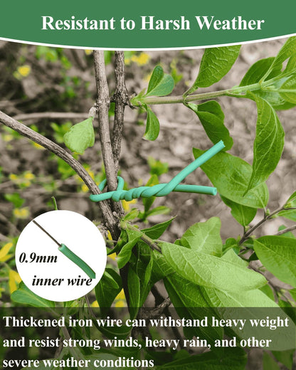 Plant Ties for Climbing Plants,Garden Wire for Plants Training,Soft Plant Ties for Supporting Tomatoes,Cucumbers, Roses,Vines Indoor or Outdoor (100 Feet,Green,Diameter 2.5mm)