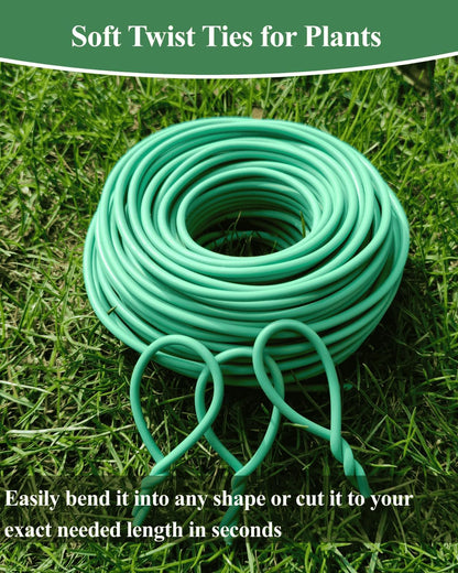 Plant Ties for Climbing Plants,Garden Wire for Plants Training,Soft Plant Ties for Supporting Tomatoes,Cucumbers, Roses,Vines Indoor or Outdoor (100 Feet,Green,Diameter 2.5mm)