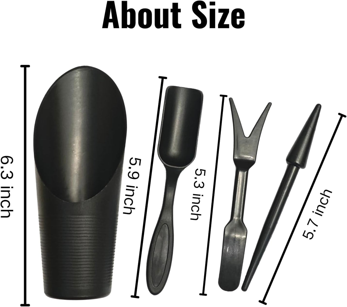 Garden Shovel Hand Tools Transplanting Potting Bonsai Soil Scoop Plastic Succulent Kits,Mini Garden Plant Care Shovel Soil (Black)