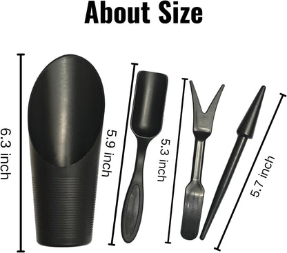 Garden Shovel Hand Tools Transplanting Potting Bonsai Soil Scoop Plastic Succulent Kits,Mini Garden Plant Care Shovel Soil (Black)