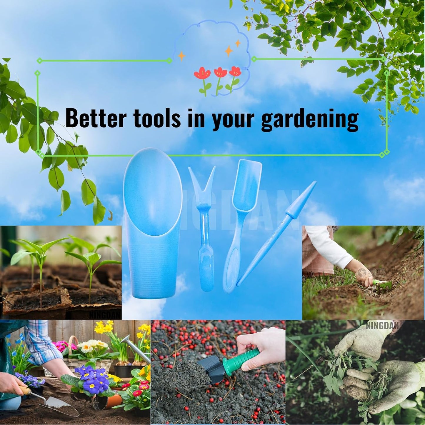 Garden Shovel Hand Tools Transplanting Potting Bonsai Soil Scoop Plastic Succulent Kits,Mini Garden Plant Care Shovel Soil (Black)