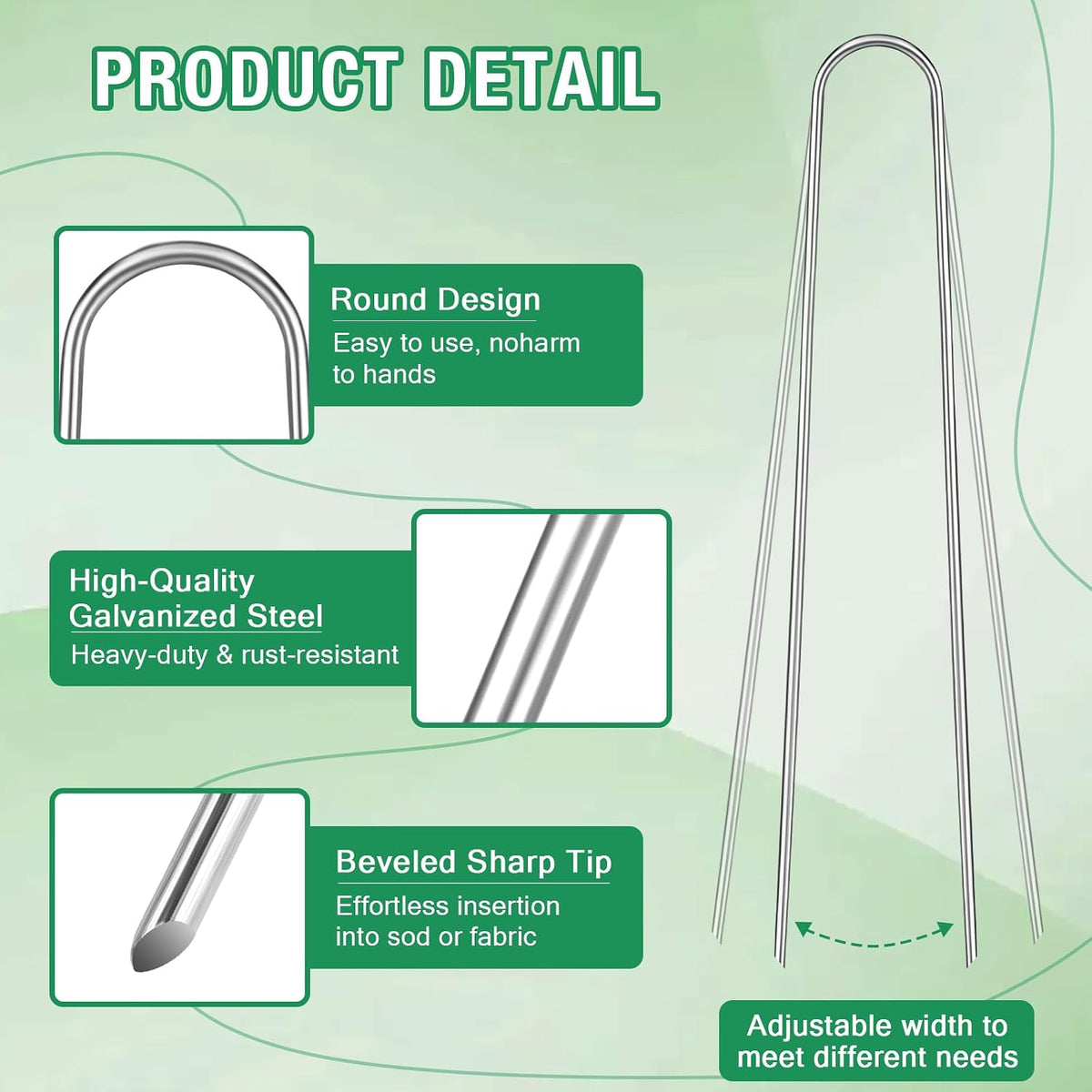 8 Gauge Landscape Staples, 12 Inch 15 25 50 100 Pack Heavy Duty U-Shaped Landscape Stakes, Galvanized Garden Staples for Weed Barrier Stakes, Ground Cover, Irrigation Tubing, Fence (25,12 Inch)