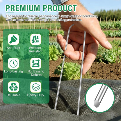 8 Gauge Landscape Staples, 12 Inch 15 25 50 100 Pack Heavy Duty U-Shaped Landscape Stakes, Galvanized Garden Staples for Weed Barrier Stakes, Ground Cover, Irrigation Tubing, Fence (25,12 Inch)