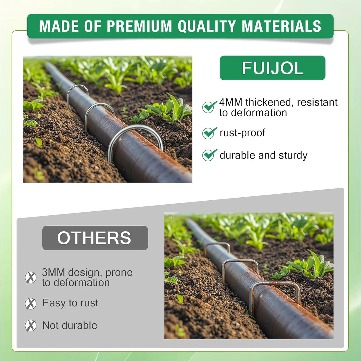 8 Gauge Landscape Staples, 12 Inch 15 25 50 100 Pack Heavy Duty U-Shaped Landscape Stakes, Galvanized Garden Staples for Weed Barrier Stakes, Ground Cover, Irrigation Tubing, Fence (25,12 Inch)