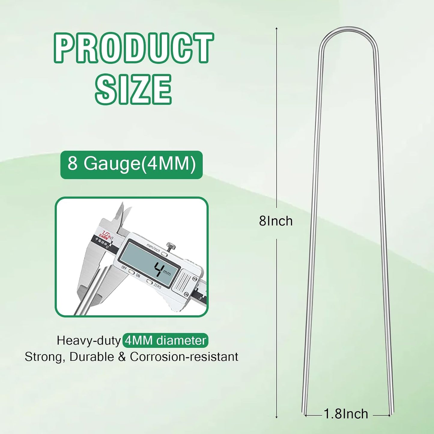 8 Gauge Landscape Staples, 12 Inch 15 25 50 100 Pack Heavy Duty U-Shaped Landscape Stakes, Galvanized Garden Staples for Weed Barrier Stakes, Ground Cover, Irrigation Tubing, Fence (25,12 Inch)