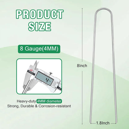 8 Gauge Landscape Staples, 12 Inch 15 25 50 100 Pack Heavy Duty U-Shaped Landscape Stakes, Galvanized Garden Staples for Weed Barrier Stakes, Ground Cover, Irrigation Tubing, Fence (25,12 Inch)