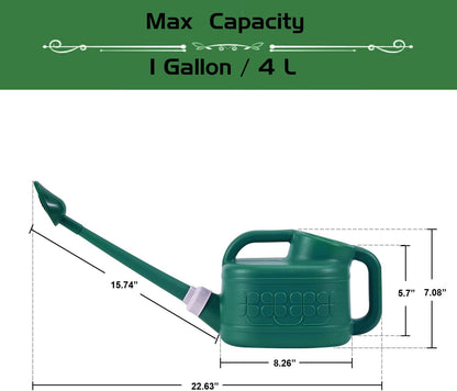 Garden Watering Can for Indoor & Outdoor Plants, Plastic Watering Can 1 Gallon with Long Spout & Removable 360 Degree Rotation Sprinkler Head, Lightweight Watering Pot for Houseplants - Blue