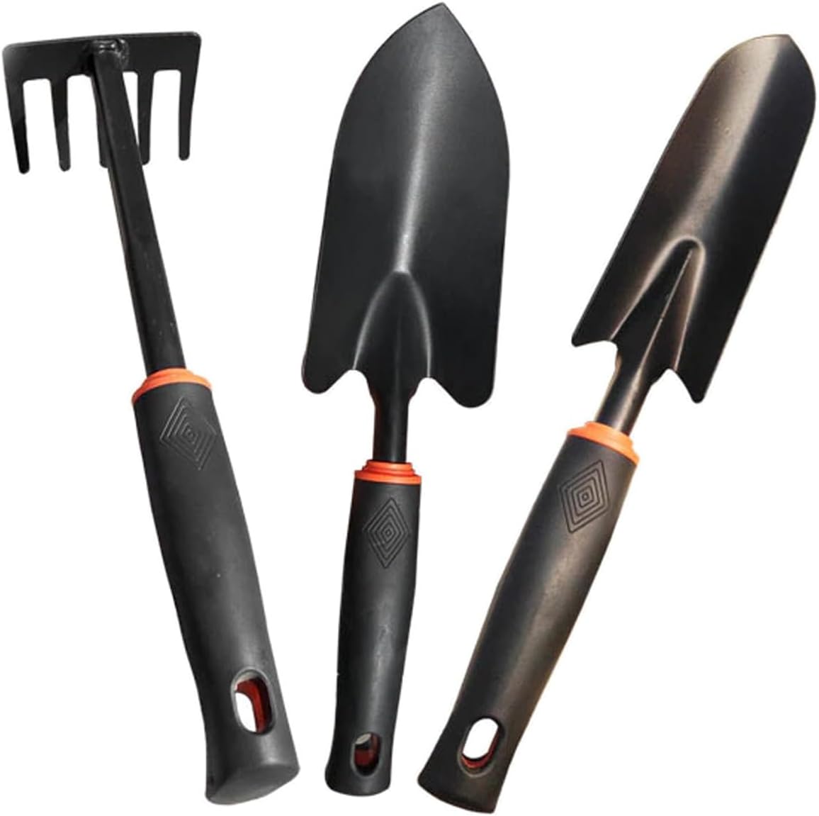 3PCS Gardening Hand Tool Kit, Stainless Steel & Cast Aluminum Set with Ergonomic Non-Slip Grip, Includes Digging Trowel, Transplanting Tool & Cultivator Rake for Planting, Weeding and Soil Loosening
