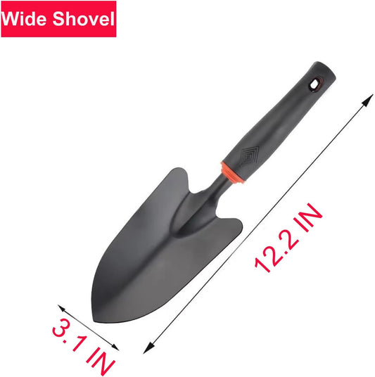 3PCS Gardening Hand Tool Kit, Stainless Steel & Cast Aluminum Set with Ergonomic Non-Slip Grip, Includes Digging Trowel, Transplanting Tool & Cultivator Rake for Planting, Weeding and Soil Loosening