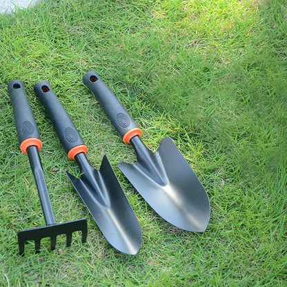 3PCS Gardening Hand Tool Kit, Stainless Steel & Cast Aluminum Set with Ergonomic Non-Slip Grip, Includes Digging Trowel, Transplanting Tool & Cultivator Rake for Planting, Weeding and Soil Loosening