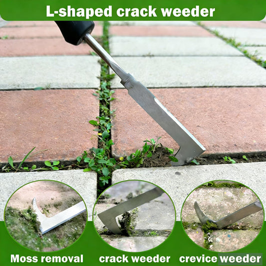 3 Piece Weeding Tool Set, Stainless Steel Hand Weeder Kit with Rubber Handles, Crack Weeder, Weed Puller and Crevice Tool for Lawn, Flower Beds, Sidewalk Cracks, Patio and Between Pavers