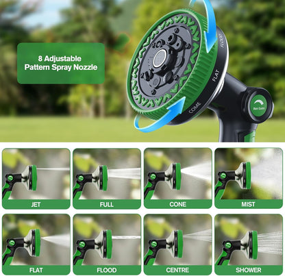 Garden Hose Nozzle, Heavy Duty Metal Water Hose Sprayer, 3.5" Ultra-Wide Sprayer, 8 Patterns, Thumb Control High Pressure Water Nozzle for Watering, Cleaning, Car, Pet, Orange