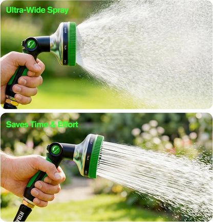Garden Hose Nozzle, Heavy Duty Metal Water Hose Sprayer, 3.5" Ultra-Wide Sprayer, 8 Patterns, Thumb Control High Pressure Water Nozzle for Watering, Cleaning, Car, Pet, Orange