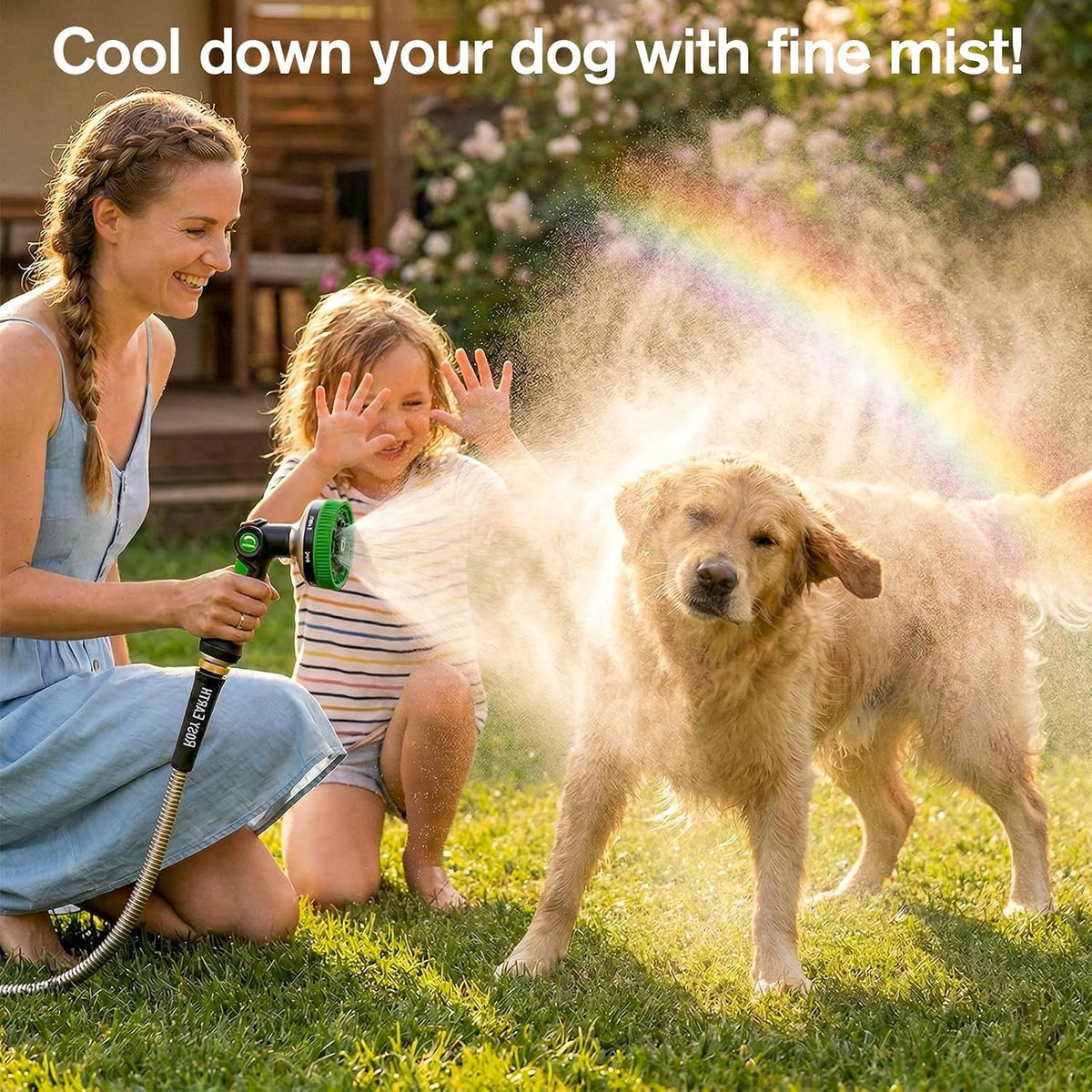 Garden Hose Nozzle, Heavy Duty Metal Water Hose Sprayer, 3.5" Ultra-Wide Sprayer, 8 Patterns, Thumb Control High Pressure Water Nozzle for Watering, Cleaning, Car, Pet, Orange