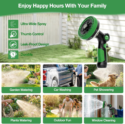 Garden Hose Nozzle, Heavy Duty Metal Water Hose Sprayer, 3.5" Ultra-Wide Sprayer, 8 Patterns, Thumb Control High Pressure Water Nozzle for Watering, Cleaning, Car, Pet, Orange