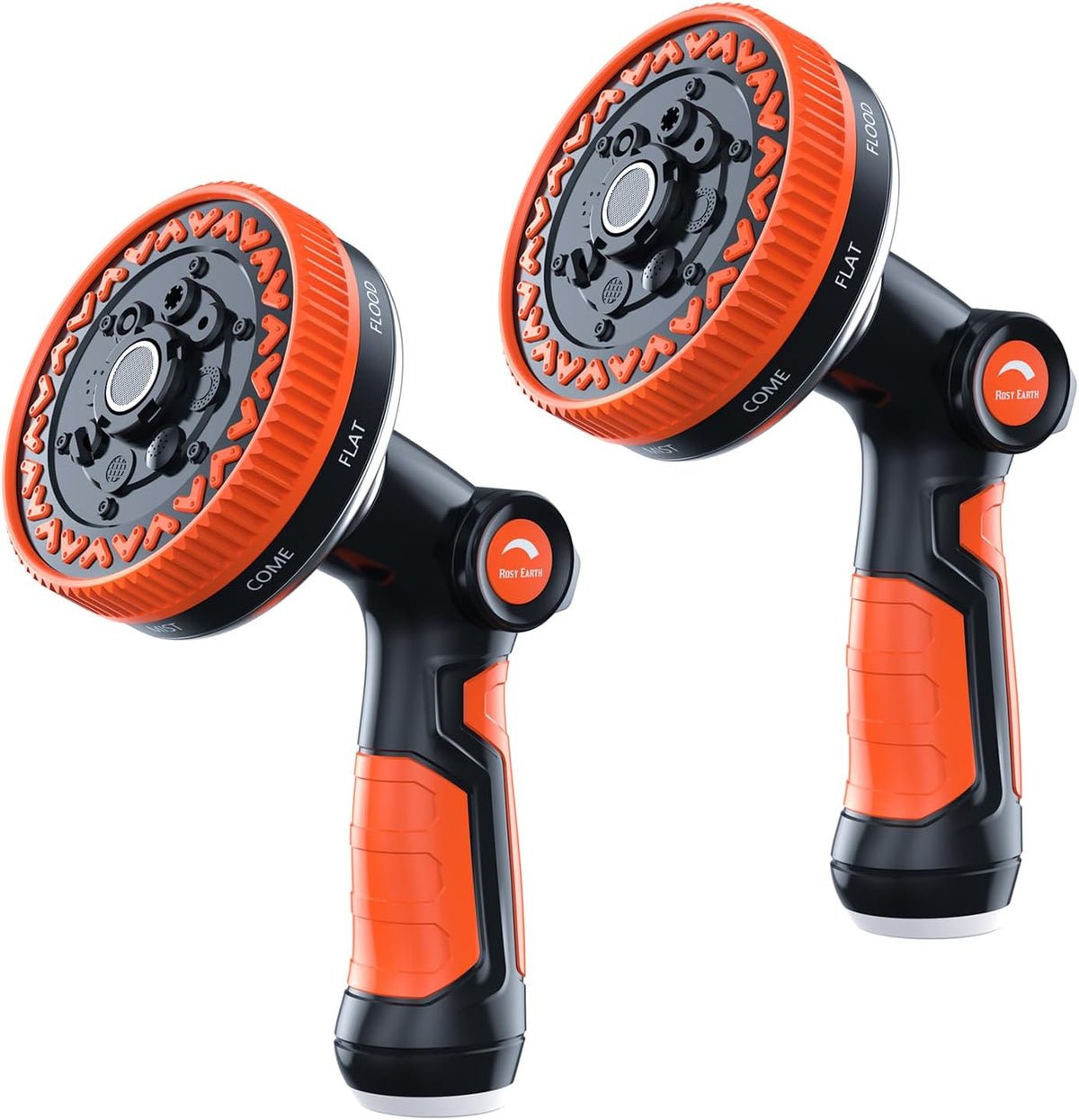 Garden Hose Nozzle, Heavy Duty Metal Water Hose Sprayer, 3.5" Ultra-Wide Sprayer, 8 Patterns, Thumb Control High Pressure Water Nozzle for Watering, Cleaning, Car, Pet, Orange