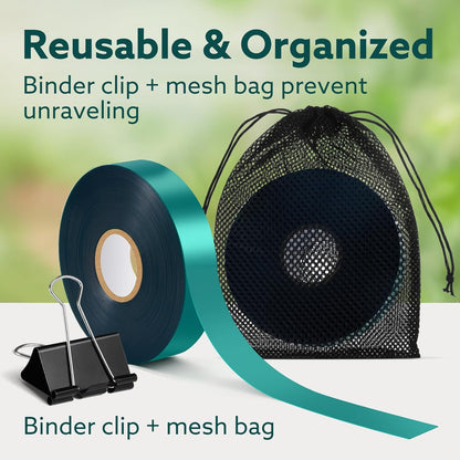 Plant Tie Tape, 1 in x 197 ft Stretchable Green Garden Tape for Plants, Soft Non-Adhesive PVC Plant Ties for Tomatoes, Grapes, Vines, Trees, Branches & Climbing Plants