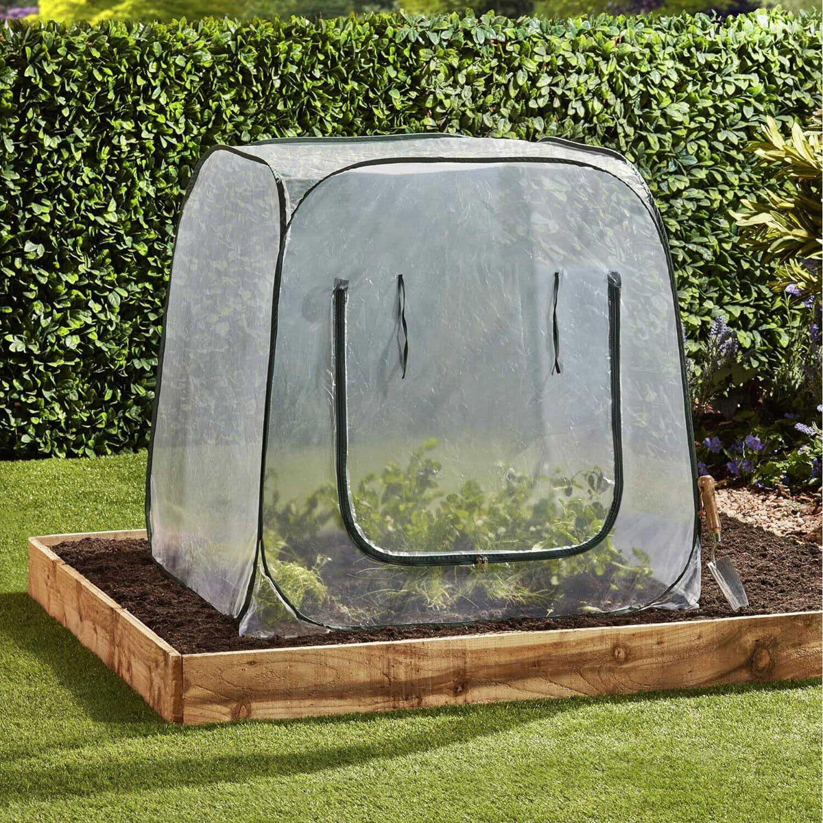 Plant Mini Greenhouse Pop Up Greenhouse Covers, Transparent Freeze Protection PVC Tent with Roll-up Zipper Entry Doors for Indoor and Outdoor Gardens Protecting Plant from Cold Frost (PVC, 39x39x39in)