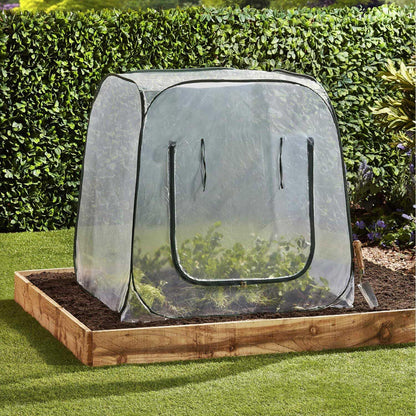 Plant Mini Greenhouse Pop Up Greenhouse Covers, Transparent Freeze Protection PVC Tent with Roll-up Zipper Entry Doors for Indoor and Outdoor Gardens Protecting Plant from Cold Frost (PVC, 39x39x39in)